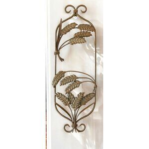 Bronze Metal Wheat Wall Plate Holder/Wall Decor